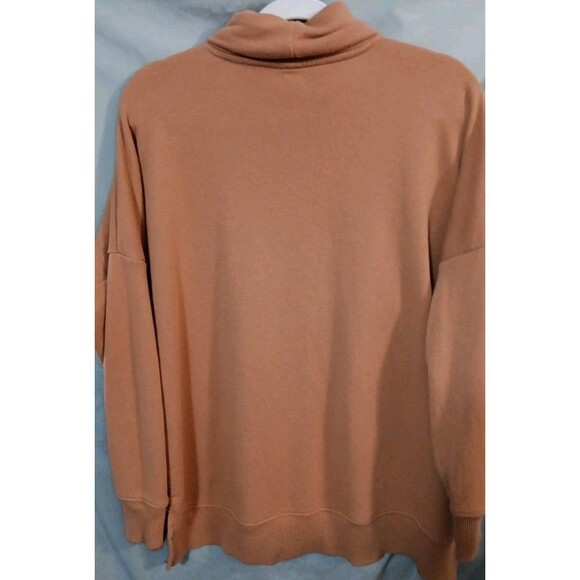 Aerie XS TP Rust Brown Cowl Neck Oversized Raw Hem Sweatshirt Womens Tunic EUC - Picture 6 of 7
